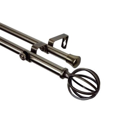 Central Design Crate 0.81 in. Double Curtain Rod; 120-170 in. - Antique Brass 4762-994